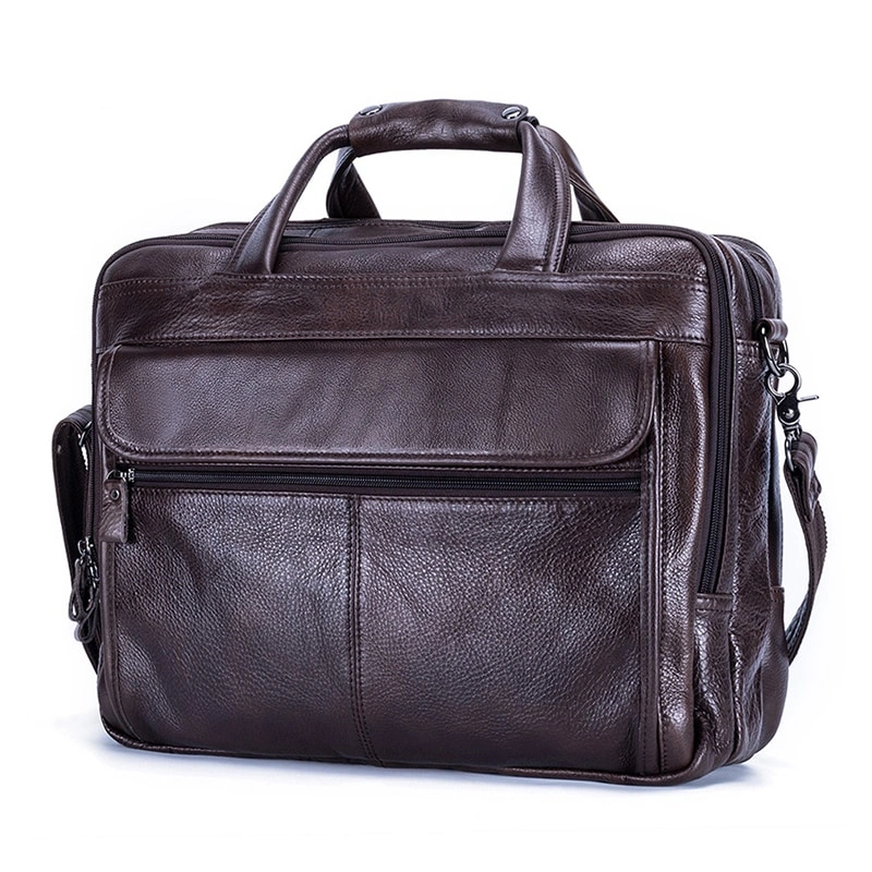 Fashionable Genuine Leather Men's Bag- Vintage Business Handbag- 15.6-Inch Laptop Bag.